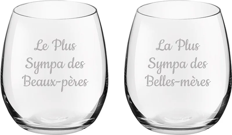 Drinkglas gegraveerd - 39cl - Le Plus Sympa des Beaux-pères & La Plus Sympa des Belles-mères fra Royal Leerdam i Le Plus Sympa des Beaux-pères & La Plus Sympa des Belles-mères – produktbillede