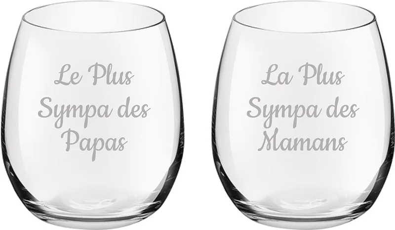 Drinkglas gegraveerd - 39cl - Le Plus Sympa des Papas & La Plus Sympa des Mamans by Royal Leerdam in Le Plus Sympa des Papas & La Plus Sympa des Mamans – product photo