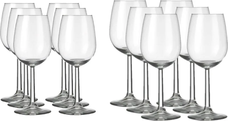 Een set van 12x stuks wijnglazen voor witte en rode wijn Bouquet - Witte/rode wijn glazen - Wijn drinken - Wijnglazen van glas by Royal Leerdam in Transparent – product photo