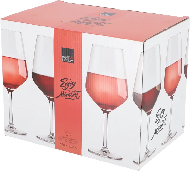 Enjoy The Moment Wijnglazen 53 cl / 530 ml | Set van 6 Stuks | Geschikt voor Rode en Witte Wijn | Glas | Vaatwasserbestendig by Royal Leerdam in Transparent – product photo