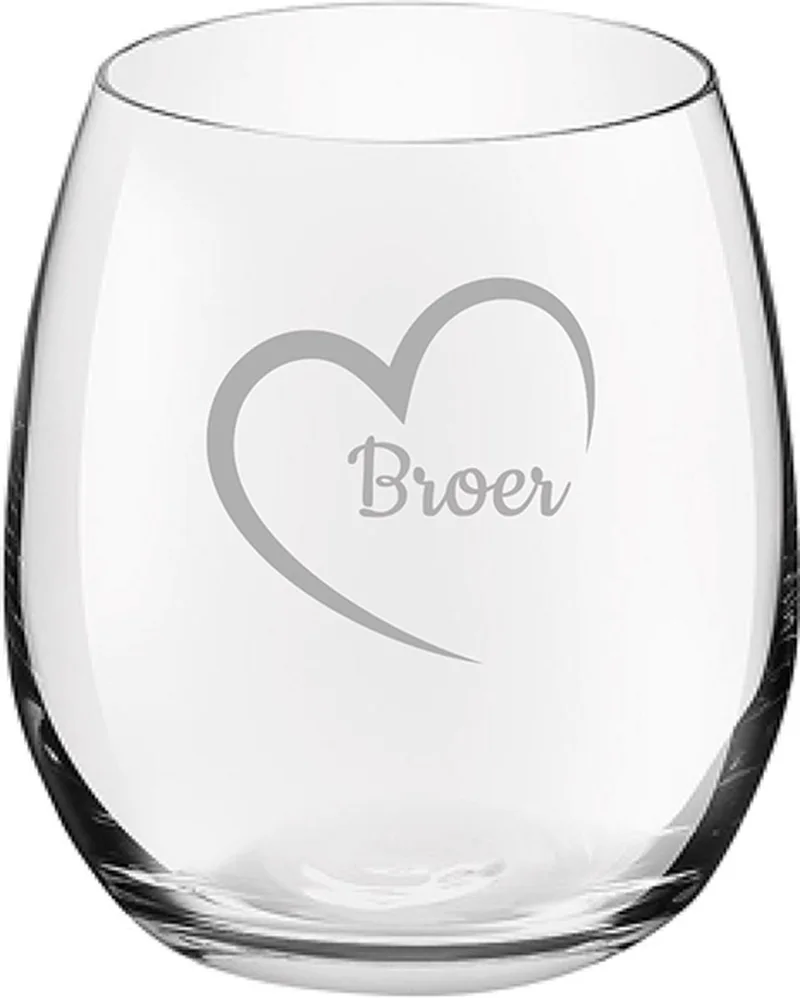 Gegraveerde Drinkglas 39cl by Royal Leerdam in Broer met hartje – product photo