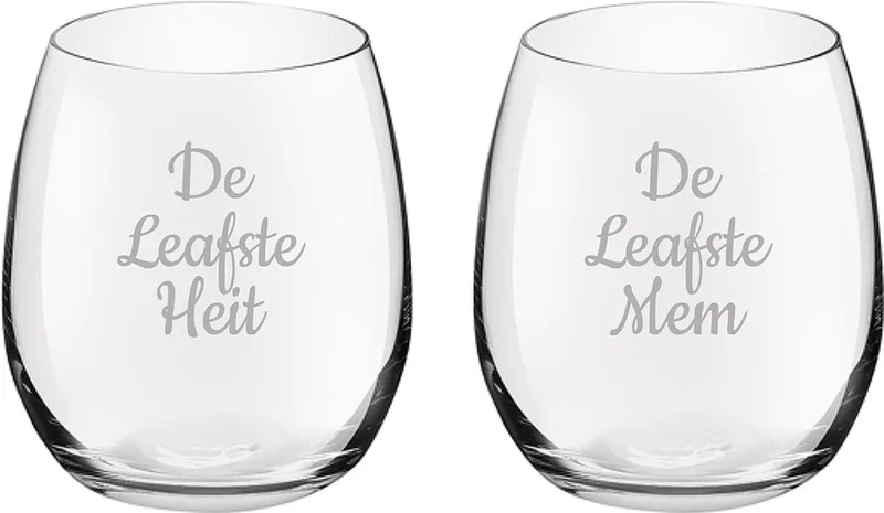 Gegraveerde Drinkglas 39cl De Leafste Mem-De Leafste Heit by Royal Leerdam in Leafste Mem-Leafste Heit – product photo