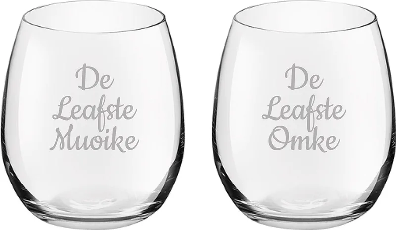 Gegraveerde Drinkglas 39cl De Leafste Muoike-De Leafste Omke by Royal Leerdam in Leafste Muoike-Leafste Omke – product photo
