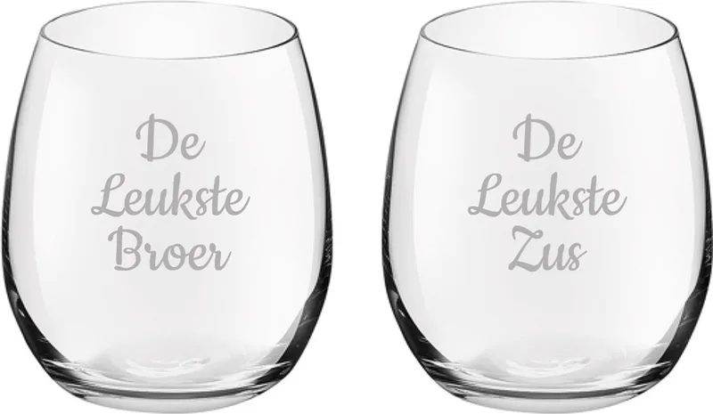 Gegraveerde Drinkglas 39cl De Leukste Broer-De Leukste Zus by Royal Leerdam in Leukste Broer-Leukste Zus – product photo