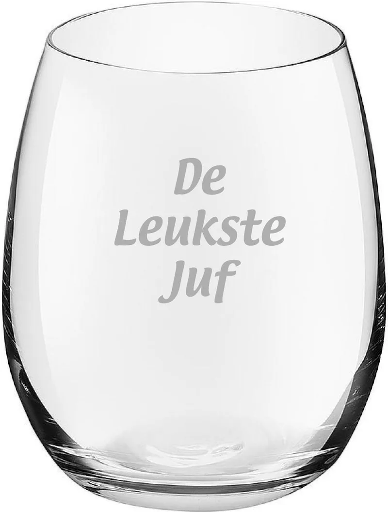 Gegraveerde Drinkglas 39cl De van Royal Leerdam in Leukste Juf – productfoto