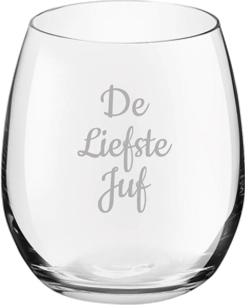 Gegraveerde Drinkglas 39cl De by Royal Leerdam in Liefste Juf – product photo