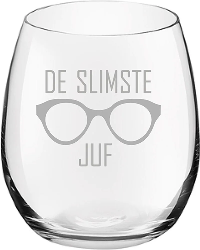 Gegraveerde Drinkglas 39cl De slimste Juf by Royal Leerdam in Juf Slimste – product photo