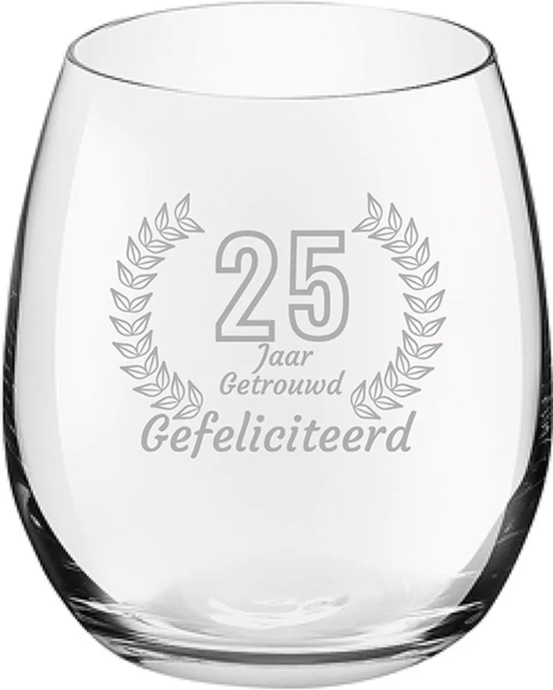 Gegraveerde Drinkglas 39cl Gefeliciteerd 25 jaar getrouwd fra Royal Leerdam i 25 jaar getrouwd – produktbillede