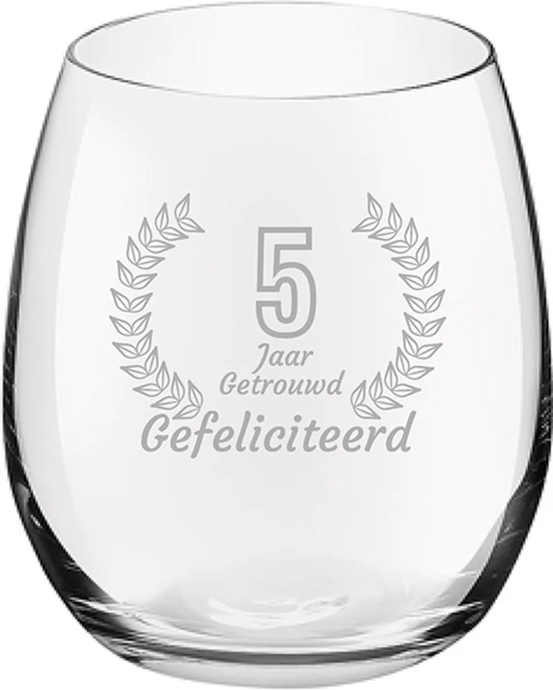 Gegraveerde Drinkglas 39cl Gefeliciteerd 5 jaar getrouwd de Royal Leerdam en 5 jaar getrouwd – photo produit