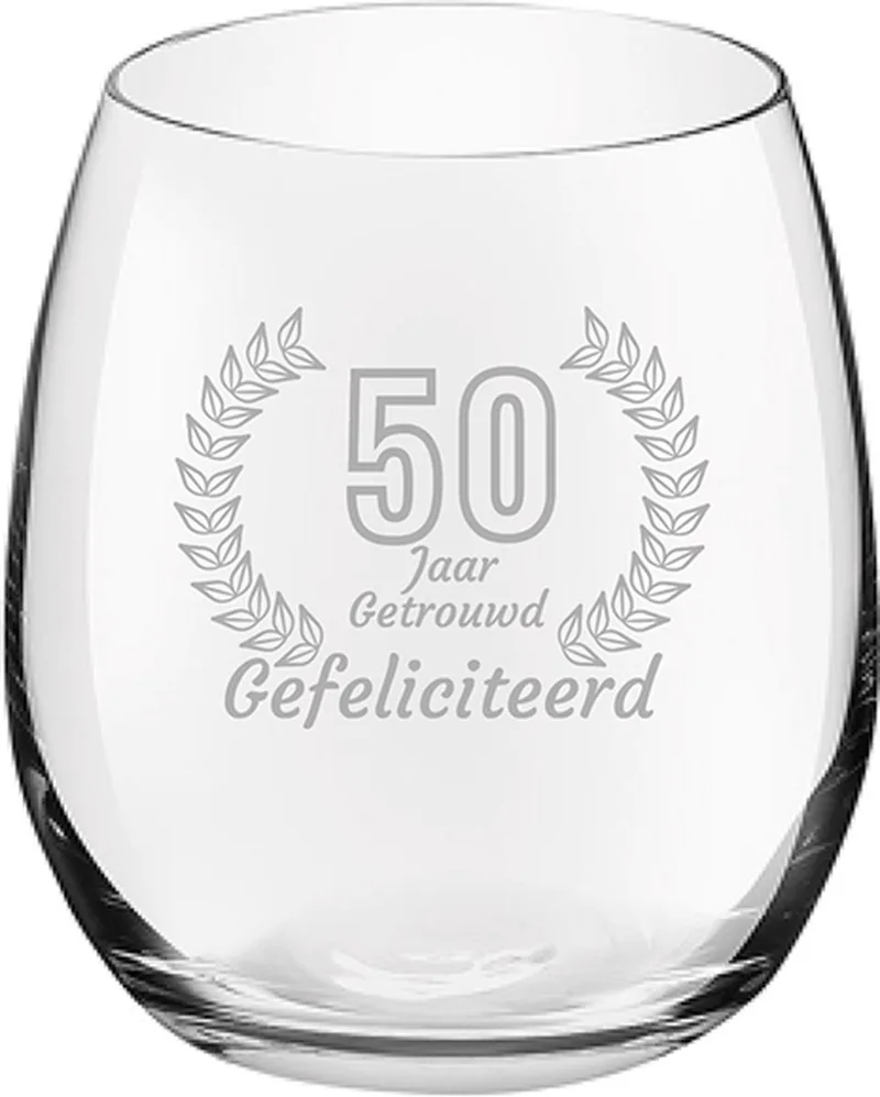 Gegraveerde Drinkglas 39cl Gefeliciteerd 50 jaar getrouwd by Royal Leerdam in 50 jaar getrouwd – product photo