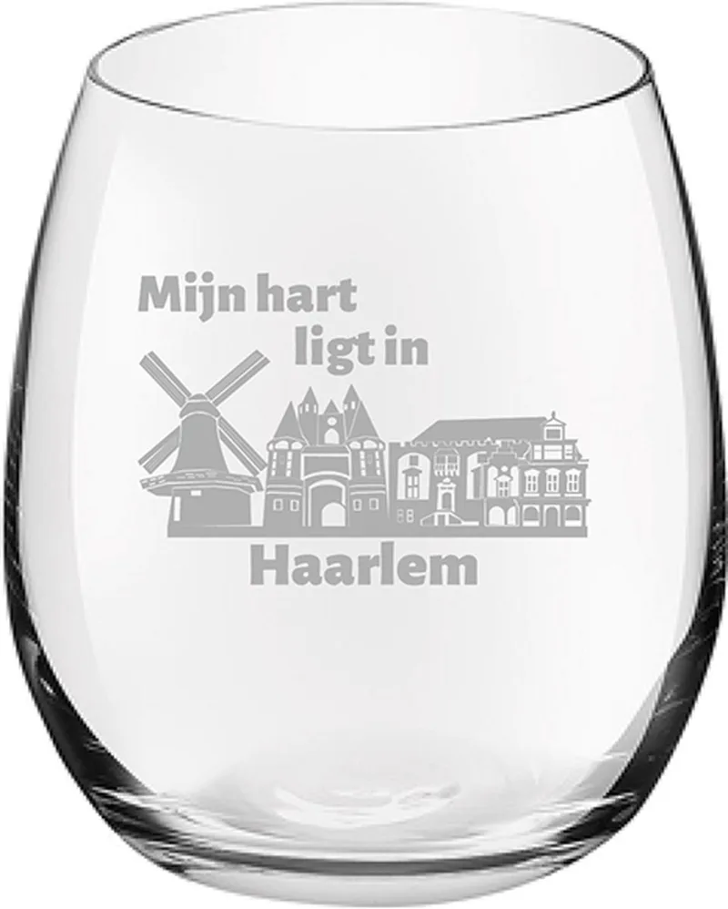Gegraveerde Drinkglas 39cl de Royal Leerdam en Haarlem – photo produit