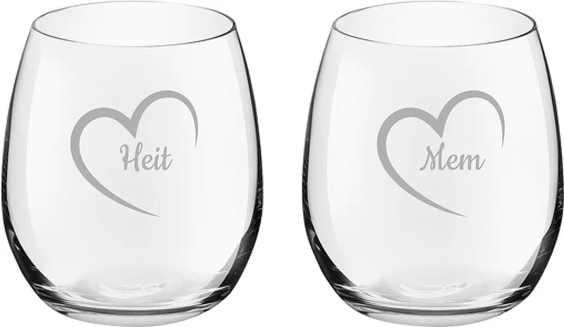 Gegraveerde Drinkglas 39cl Mem mei hert & Heit mei hert de Royal Leerdam en Mem mei hert-Heit mei hert – photo produit