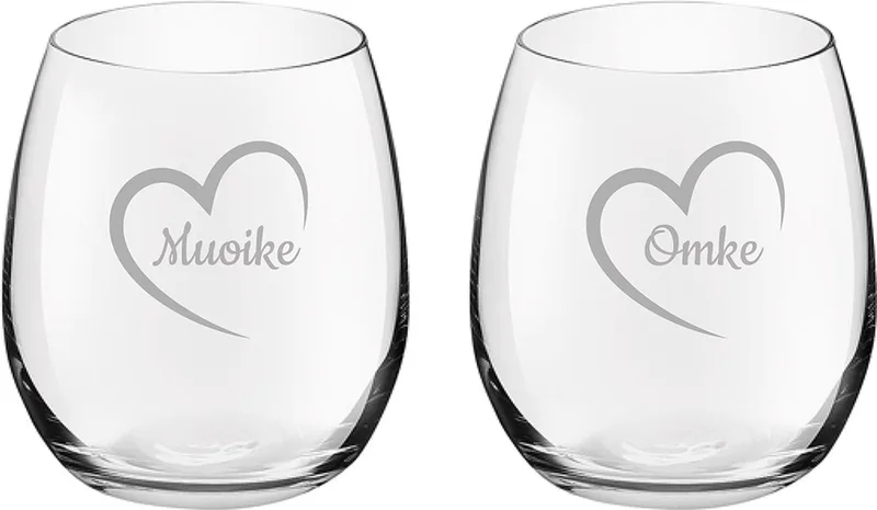 Gegraveerde Drinkglas 39cl Muoike mei hert & Omke mei hert by Royal Leerdam in Muoike mei hert-Omke mei hert – product photo