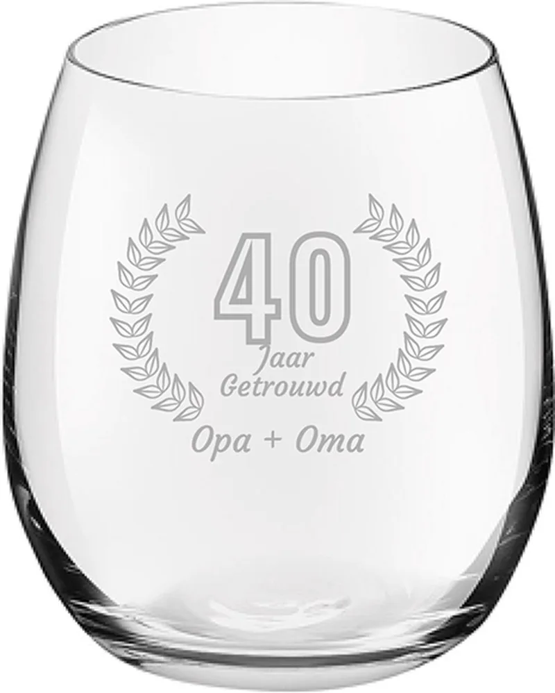 Gegraveerde Drinkglas 39cl Opa + Oma 40 jaar getrouwd by Royal Leerdam in 40 jaar getrouwd – product photo
