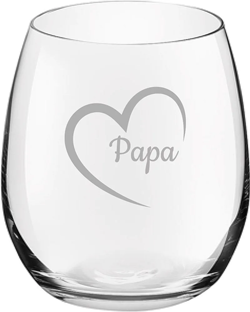 Gegraveerde Drinkglas 39cl de Royal Leerdam en Papa met hartje – photo produit