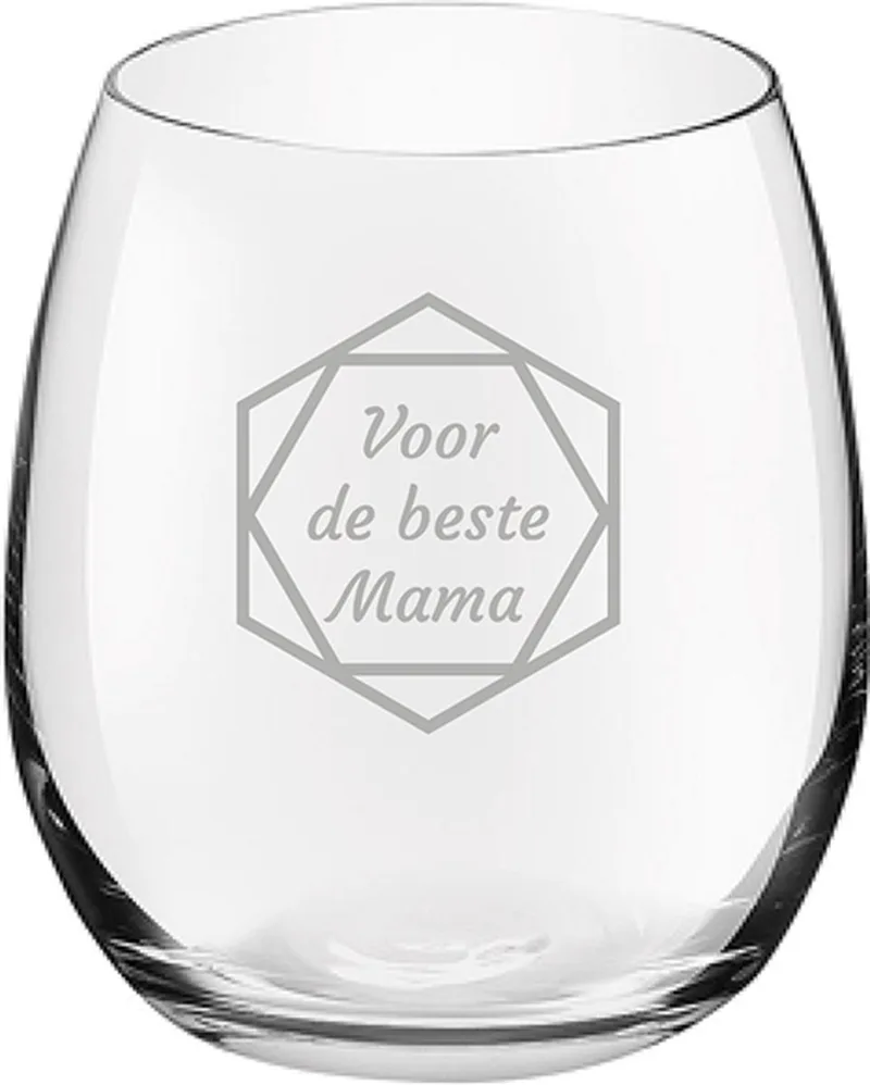 Gegraveerde Drinkglas 39cl voor de beste Mama in hexagon by Royal Leerdam in Beste Mama hexagon – product photo