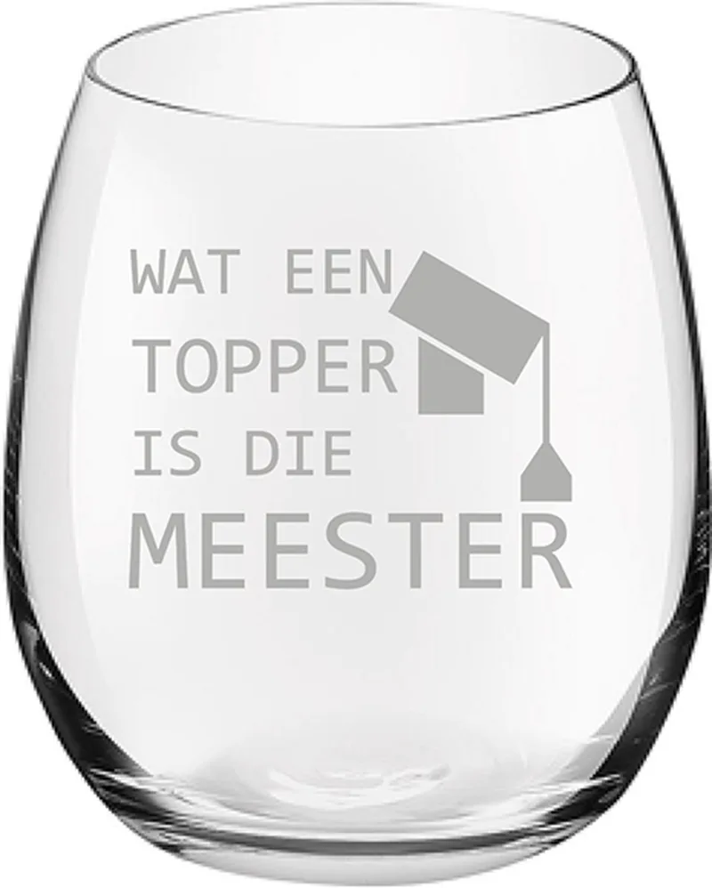Gegraveerde Drinkglas 39cl Wat een topper is die meester de Royal Leerdam en Meester hoed – photo produit