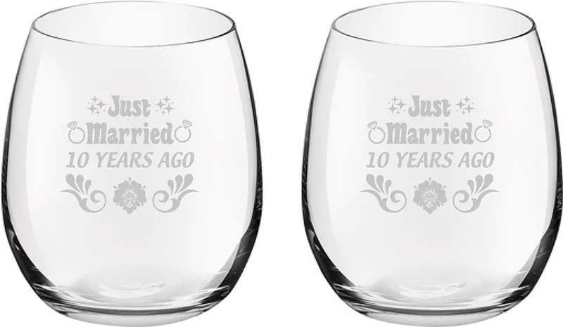 Gegraveerde set drinkglazen 39cl Just Married 10 years ago by Royal Leerdam in Just Married 10 years ago set – product photo
