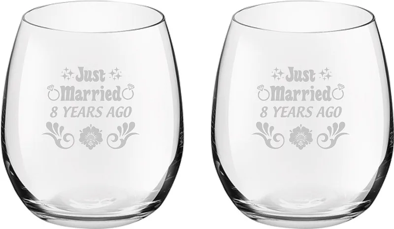 Gegraveerde set drinkglazen 39cl Just Married 8 years ago by Royal Leerdam in Just Married 8 years ago set – product photo