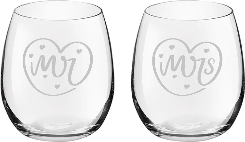 Gegraveerde set drinkglazen 39cl Mr. In hartje - Mrs. In hartje de Royal Leerdam en Mr. In hartje – Mrs. In hartje – photo produit