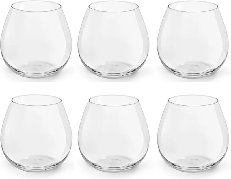 Wijnglazen - 12x stuks - zonder voet voor rode wijn - 590 ml - Ronda - 59 cl - Wijn drinken - Wijnglazen van glas by Royal Leerdam in Transparent – product photo