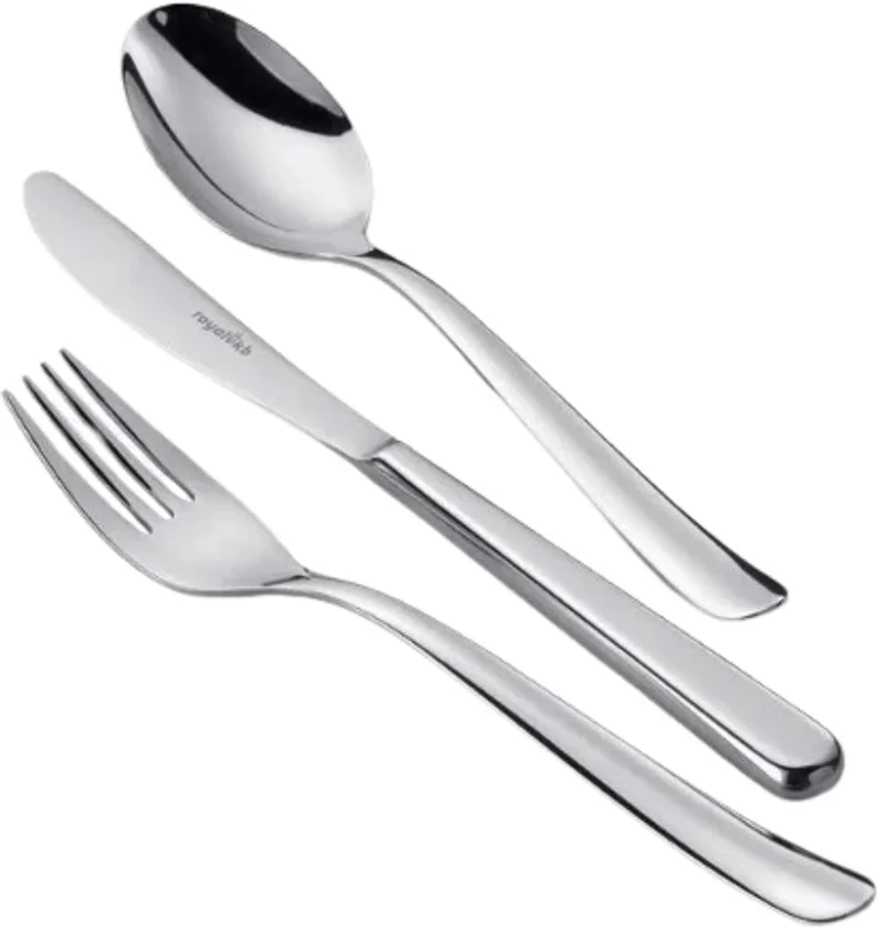 Bestekset 3-delig – RVS – Mes, Vork en Lepel – Vaatwasserbestendig by Royal VKB in Silver – product photo