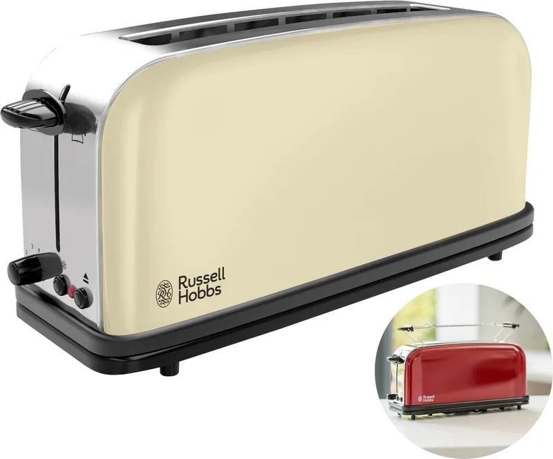 Colours Plus+ 21395-56 - Extra lange Broodrooster von Russell Hobbs in Creme – Produktfoto