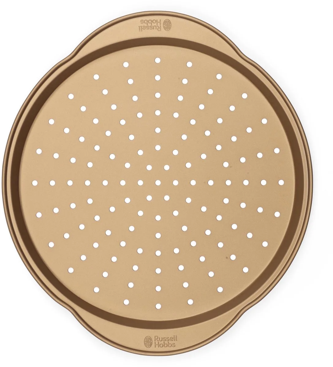 Opulence 37 Cm Pizzaplateau – Ronde Bakplaat, Geperfoerd van Russell Hobbs in Goud – productfoto