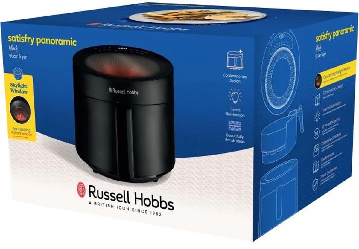 SatisFry Air Panoramic – Friteuse – 5 L – 10 presets van Russell Hobbs in Zwart – productfoto