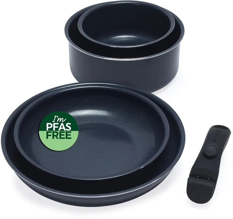 Smart Clip Pot en Pan-set by Russell Hobbs in Blue – product photo