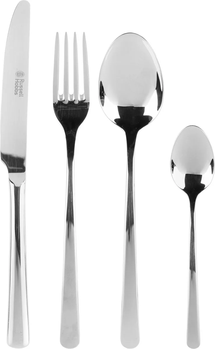 Vienna 48-delige Bestekset - Roestvrijstalen Zilverwerk, Service voor 12 personen, Servies met Vorken, Messen, Eetlepels en Theelepels, Vaatwasserbestendig Bestek van Russell Hobbs in Zilver – productfoto