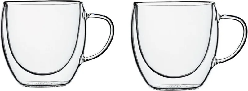 Dubbelwandige Thermo Glazen met Oor - 2 Stuks - 200ml - Koffieglazen - Theeglazen - Cappuccino Glazen van Sabatier in Transparant – productfoto