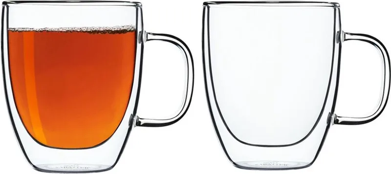 Dubbelwandige Thermo Glazen met Oor - 2 Stuks - 300ml - Koffieglazen - Theeglazen - Cappuccino Glazen von Sabatier in Transparent – Produktfoto