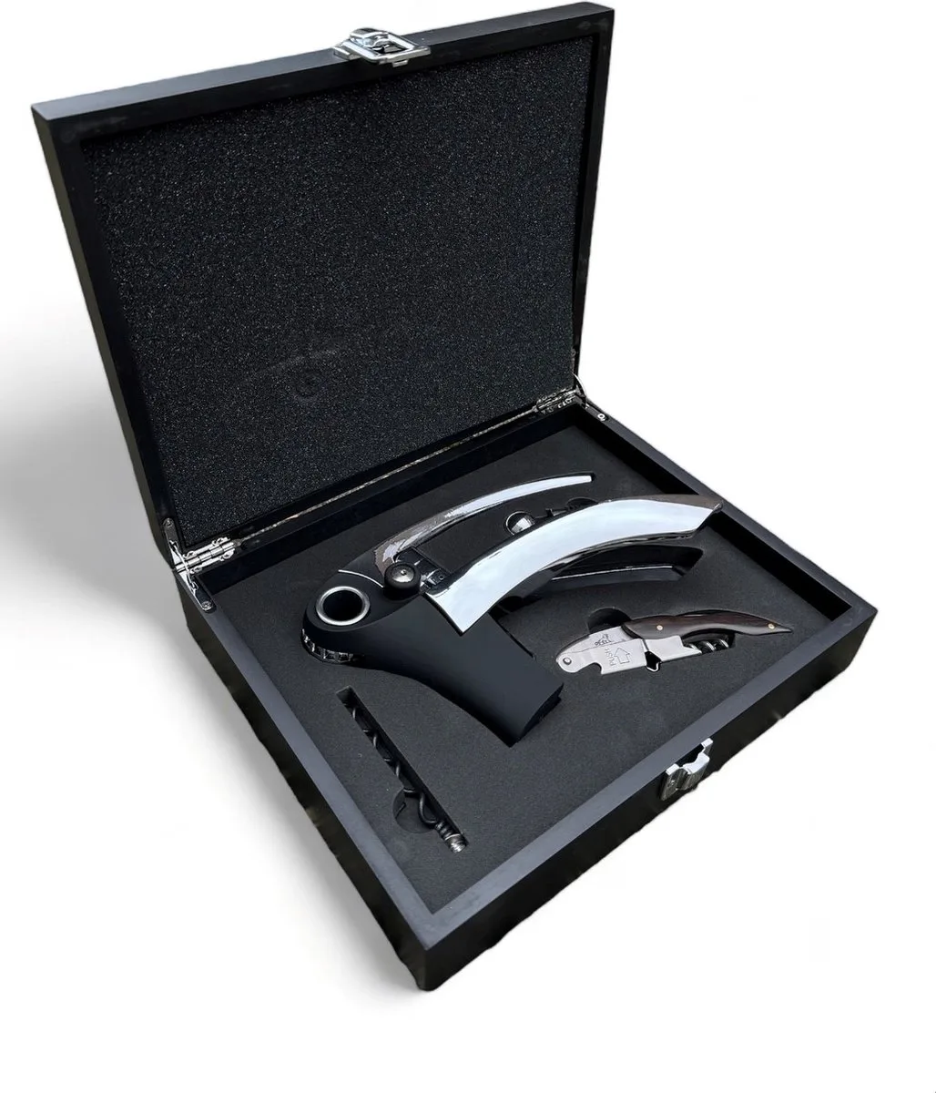 Flessenopener - Wijnopener - Kurkentrekker - Geschenkset - 4 delig van Sabatier in Zilver – productfoto