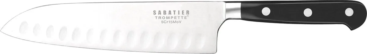 Trompette Origin Santokumes 17,5 cm – MoV Messenstaal – Vlijmscherp – Langdurige Scherpte & Optimale Snijprestaties – Cadeauverpakking by Sabatier in Silver – product photo