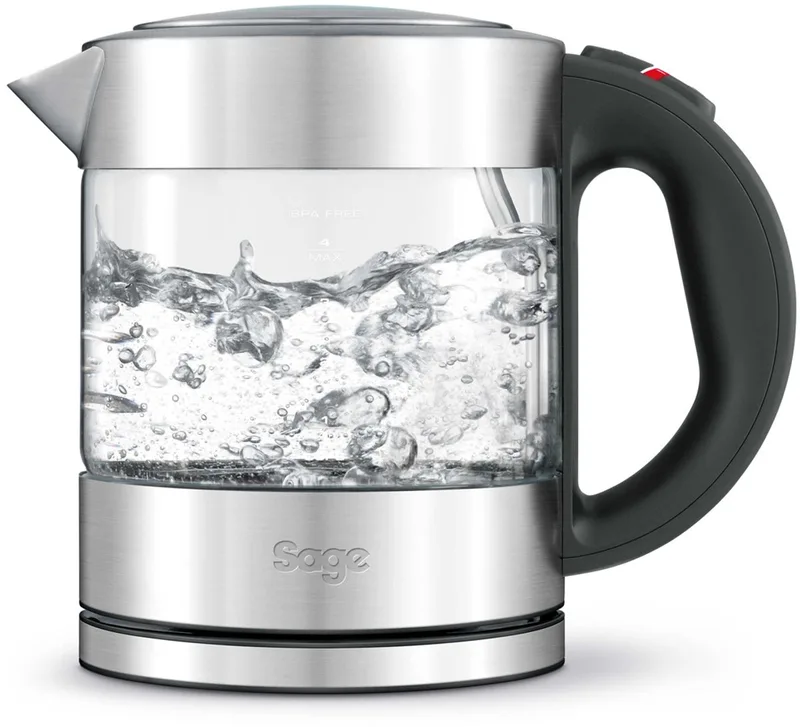 SKE395 the Compact Kettle Pure Glass - Waterkoker 1 liter de Sage en Rvs, Transparent – photo produit