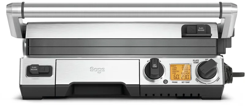the Smart Grill Pro Brushed Stainless Steel Contactgrill von Sage in Roestvrijstaal – Produktfoto