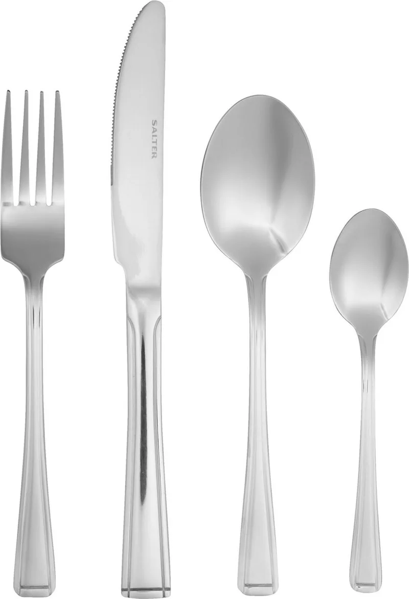 Buxton 16-delige bestekset -18/0 roestvrij staal - servies voor 4 personen - vaatwasmachinebestendig by Salter in Silver – product photo