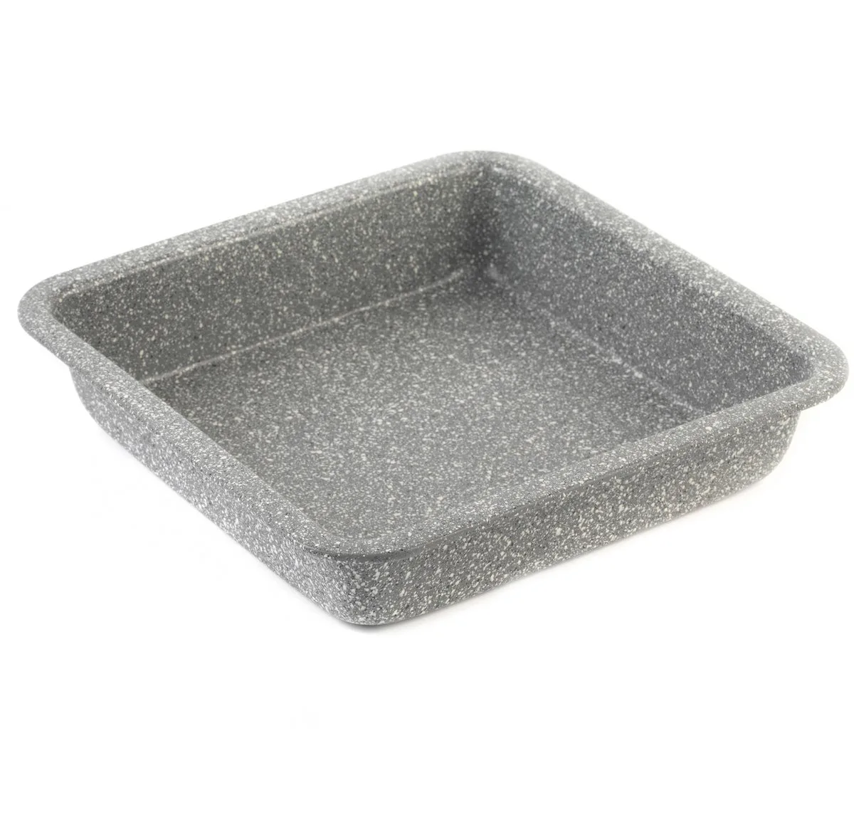 BW02780G Marblestone Vierkante Cakevorm – 23cm Antiaanbaklaag Bakblik, Lichtgewicht Koolstofstaal, Hoogzijdige Braadslede, Ovenbestendig tot 220°C, PFOA-vrije coating van Salter in Grijs – productfoto