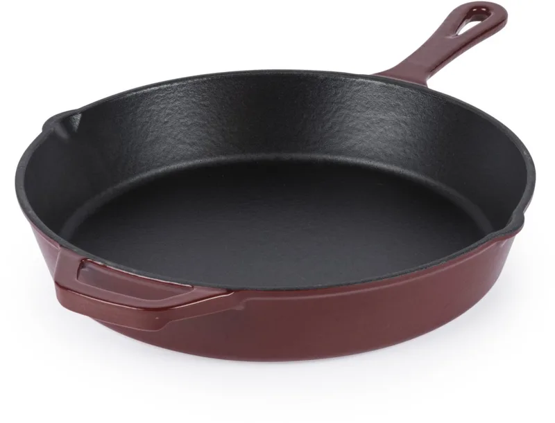 Chester Gietijzeren Koekenpan - 26cm Universele Koekenpan, Oven Geschikt Tot 240 °C, Grillen, Bakken & Aanzetten, Kookpot Van Kookplaat Naar Oven Naar Tafel, Inductie Geschikt, PFAS-vrije coating van Salter in Rood – productfoto