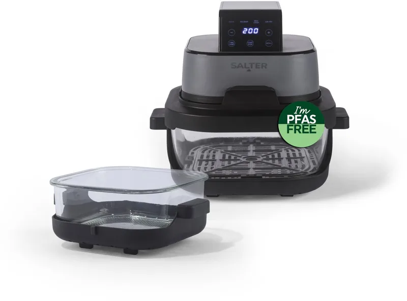 Crisp & Go Draagbare Airfryer - 360° Weergave - 1500 W van Salter in Grijs – productfoto