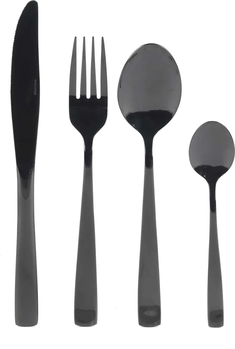 Cutlery Set roestvrij staal 16-delige tafelgerei glanzende afwerking från Salter i Svart – produktbild