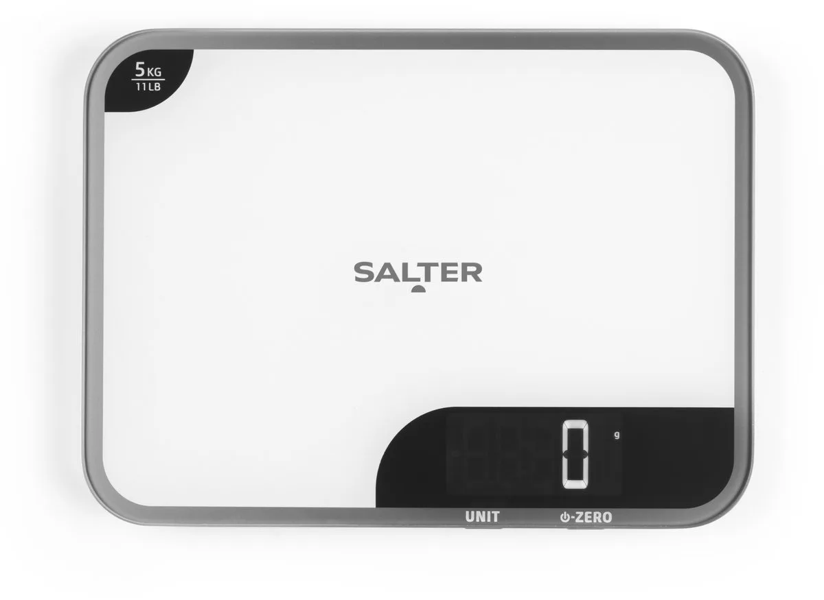 Digitale Keukenweegschaal - 5 kg - Gemakkelijk Af te Lezen - Inclusief Batterijen van Salter in Wit – productfoto