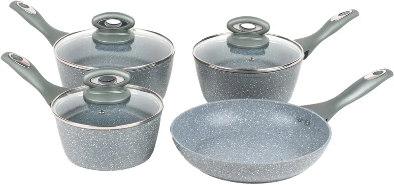 Marble 4-delige set kookpan en koekenpan - gesmeed aluminium de Salter en Gris – photo produit