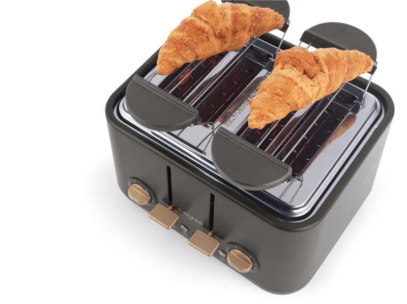 Pebble 4-Slice Broodrooster - Brede Sleuven, 6 Bruiningsniveaus by Salter in Grey – product photo