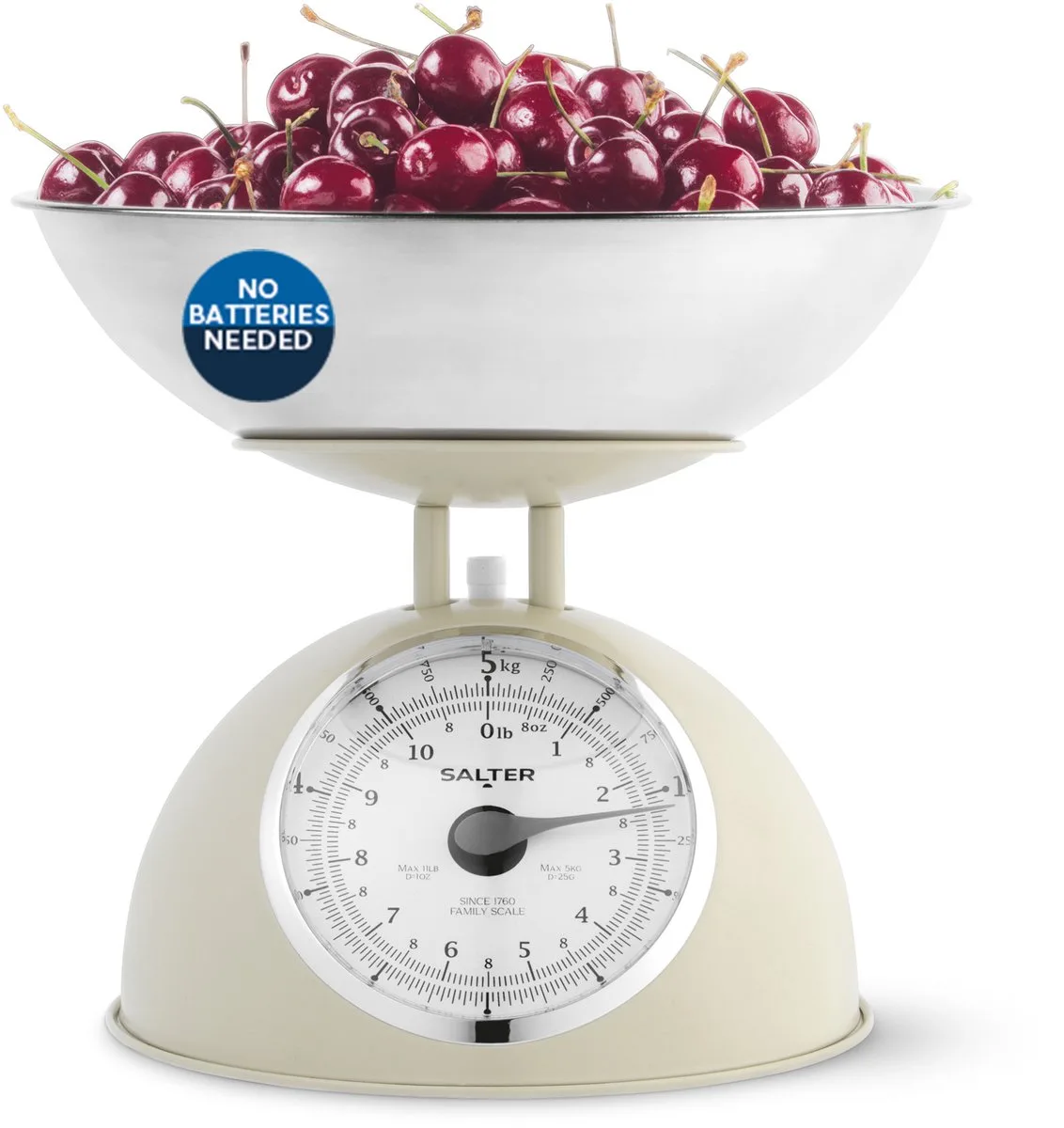 Timeless Mechanische Keukenweegschaal | 5 kg Capaciteit | Crème van Salter in Room – productfoto