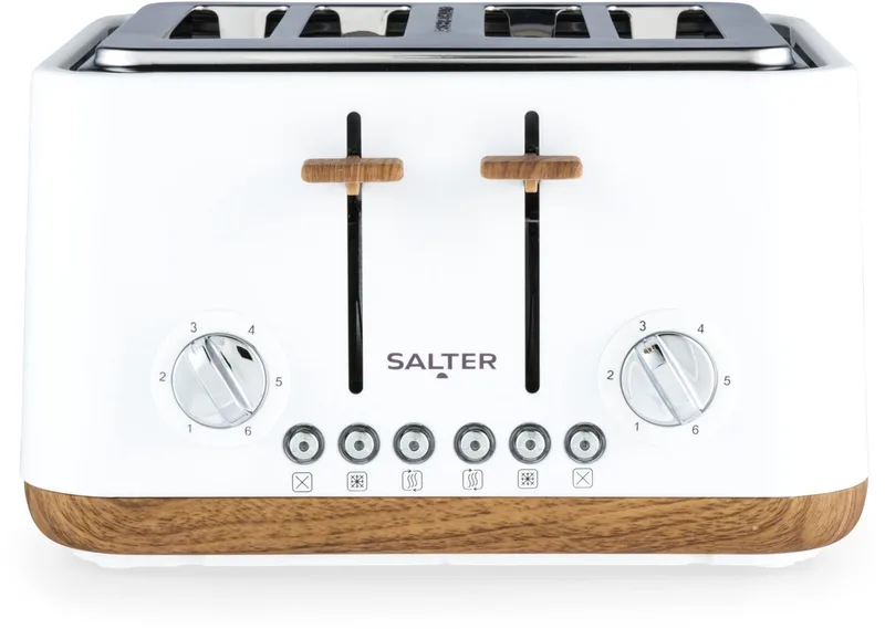 Toronto 4-Slice Toaster - 6 Bruiningsniveaus - Zelfcentrerend by Salter in White – product photo