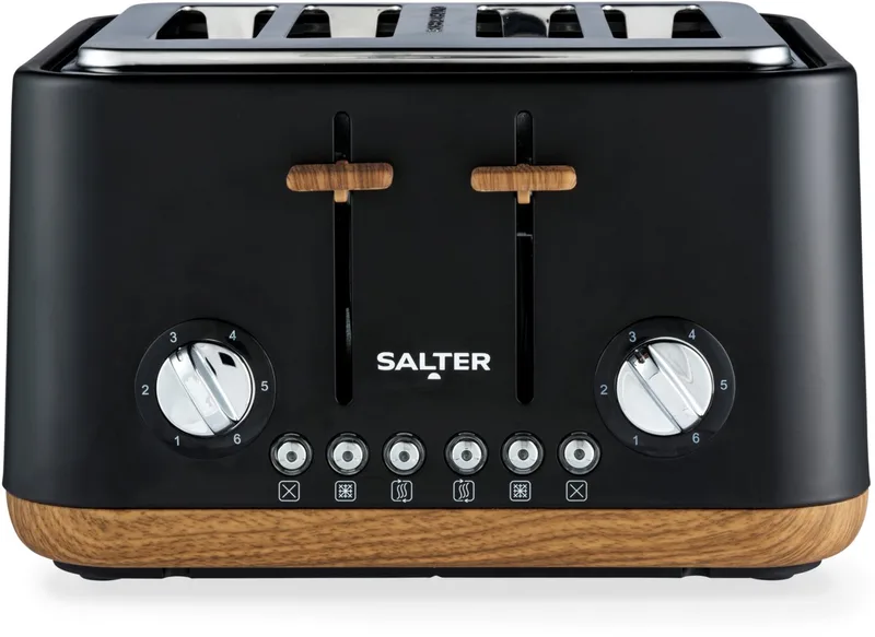 Toronto Broodrooster - 4-Slice, Brede Sleuven, 6 Standen by Salter in Black – product photo