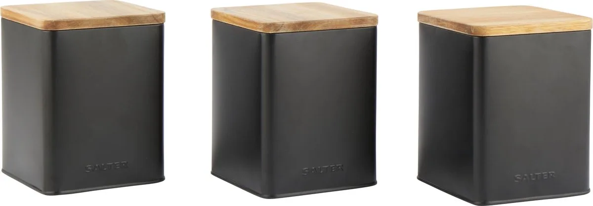 Toronto Voorraadbussen Set - 3-delig, Mat van Salter in Zwart – productfoto