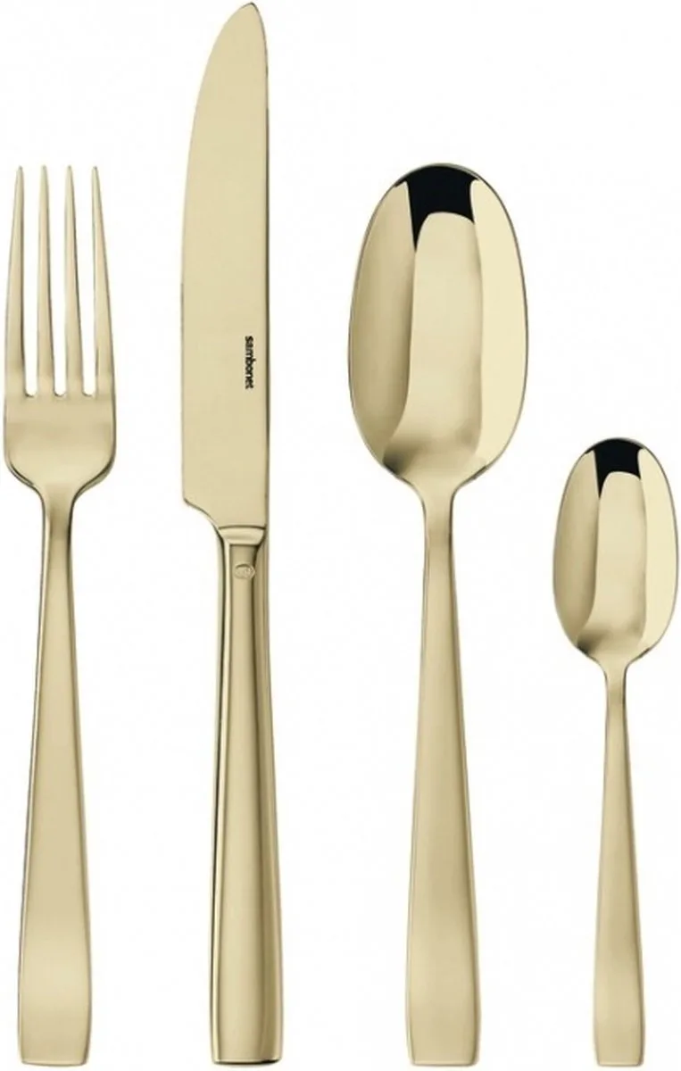 Bestekset 24-delig - Flat - RVS - Goudkleurig by Sambonet in Champagne – product photo